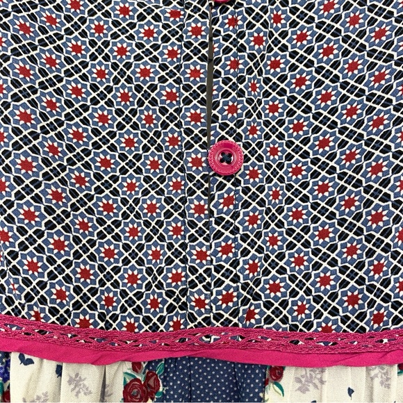 Matilda Jane Blue & Pink Floral Peasant Top Women’s US S Balloon Sleeve Boho - Picture 11 of 14